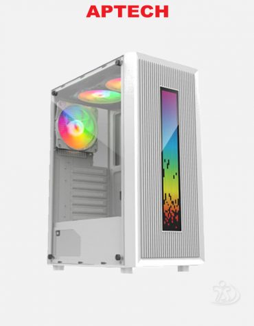 Aptech 305-A01W Mid-Tower ATX RGB Gaming White Casing