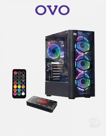 Ovo E335D ARGB Mid-Tower Desktop Gaming Black Casing With Remote Control