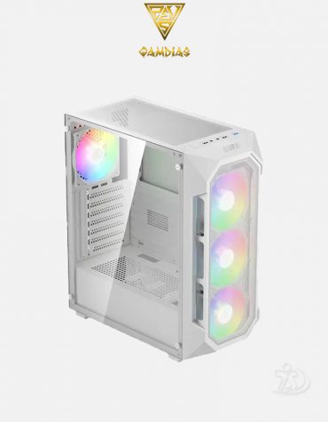 Gamdias AURA GC1 ELITE Mesh Left side Tempered Glass panel Included 4 ARGB Fan Mid Tower M-ATX White Gaming Casing